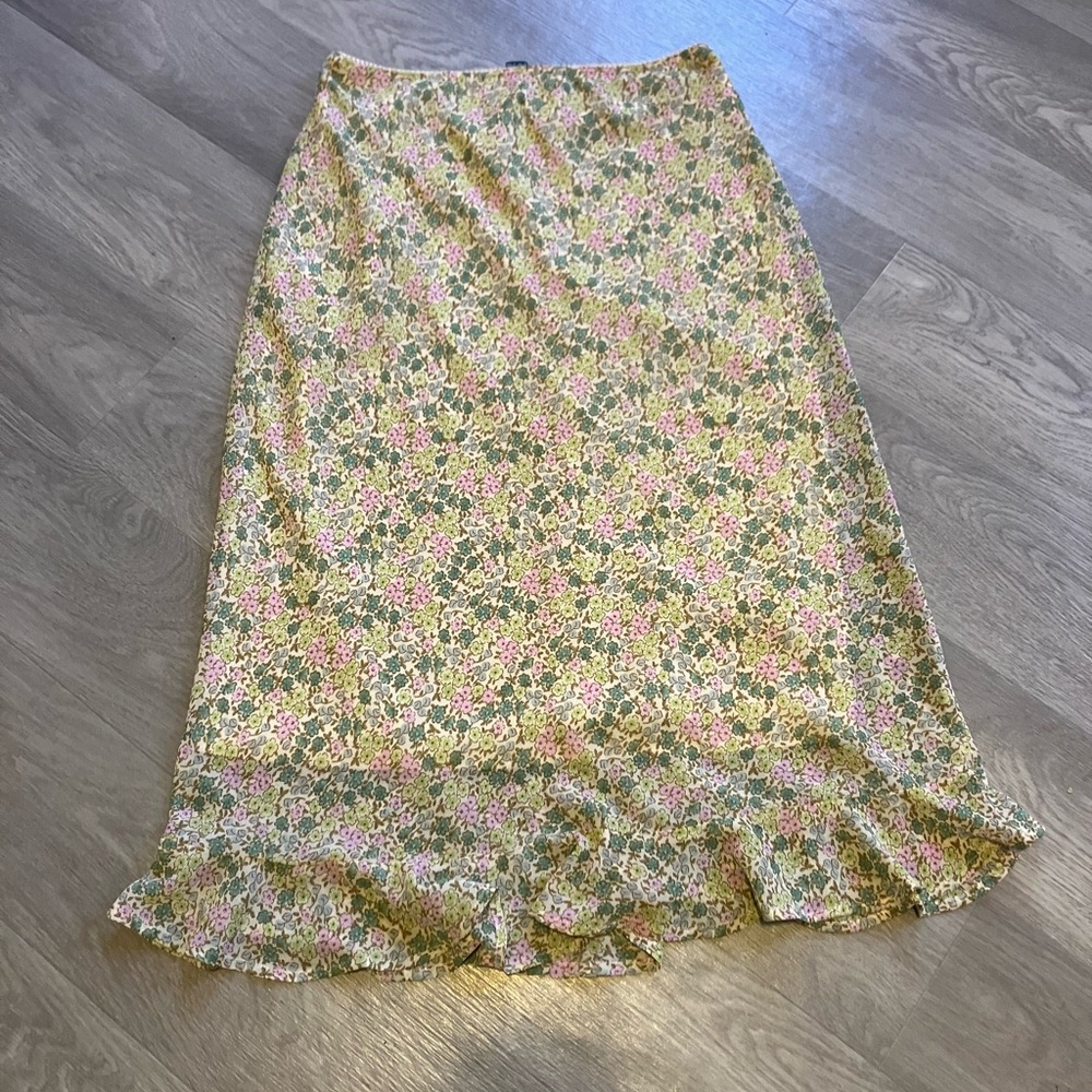 Wild Fable Floral Midi Skirt - Green and Pink FairyCore CottageCore - Picture 2 of 5